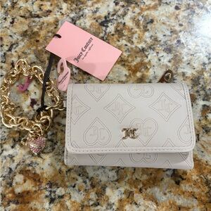 Juicy Couture Beige Wallet with Gold Chain